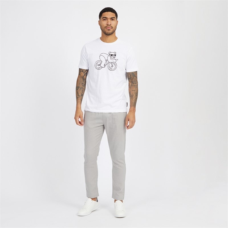 French Connection Herre Drawstring Linen Afslappede bukser Grå - Billede 3