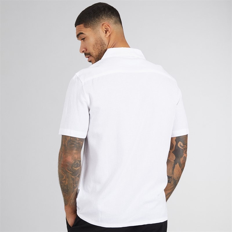 French Connection Herre Linen Skjorter med korte ærmer Hvid - Billede 2