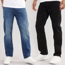 French Connection Herre To pak Straight Fit Jeans IND15 Mørkeblå/BLK01 Sort