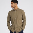French Connection Herre Linen Langærmet shirts kakigrøn