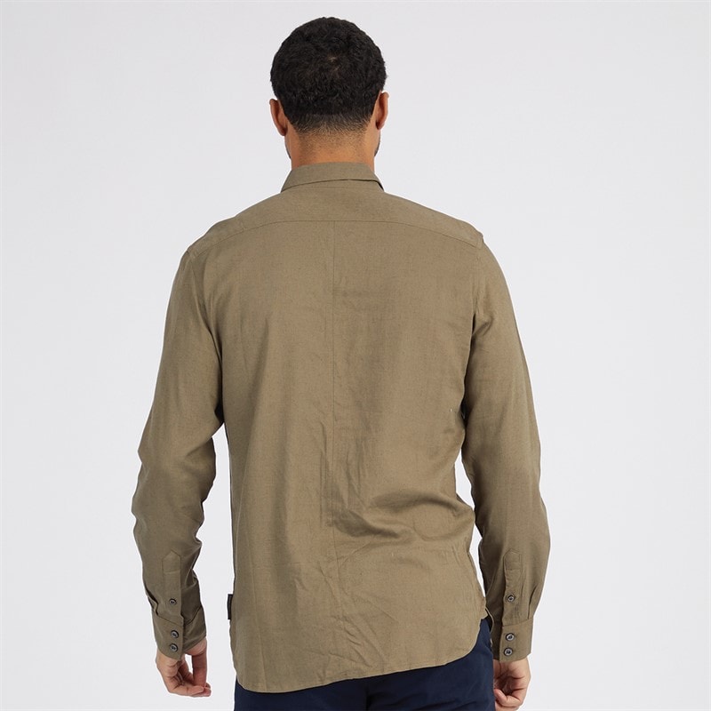 French Connection Herre Linen Langærmet shirts kakigrøn - Billede 2