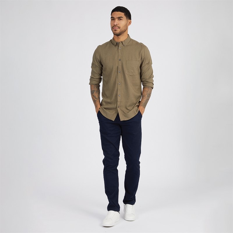 French Connection Herre Linen Langærmet shirts kakigrøn - Billede 3
