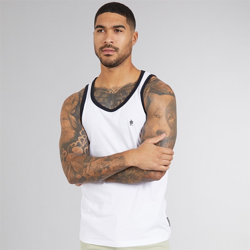 French Connection Herre Ringer Vest Hvid/Marine - Billede 1