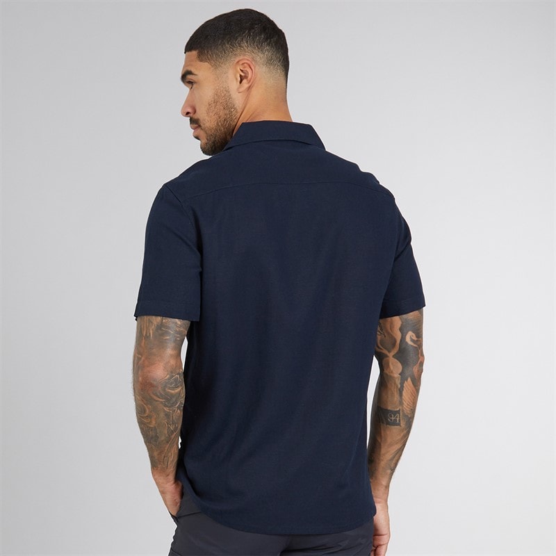 French Connection Herre Linen Skjorter med korte ærmer Blå - Billede 2