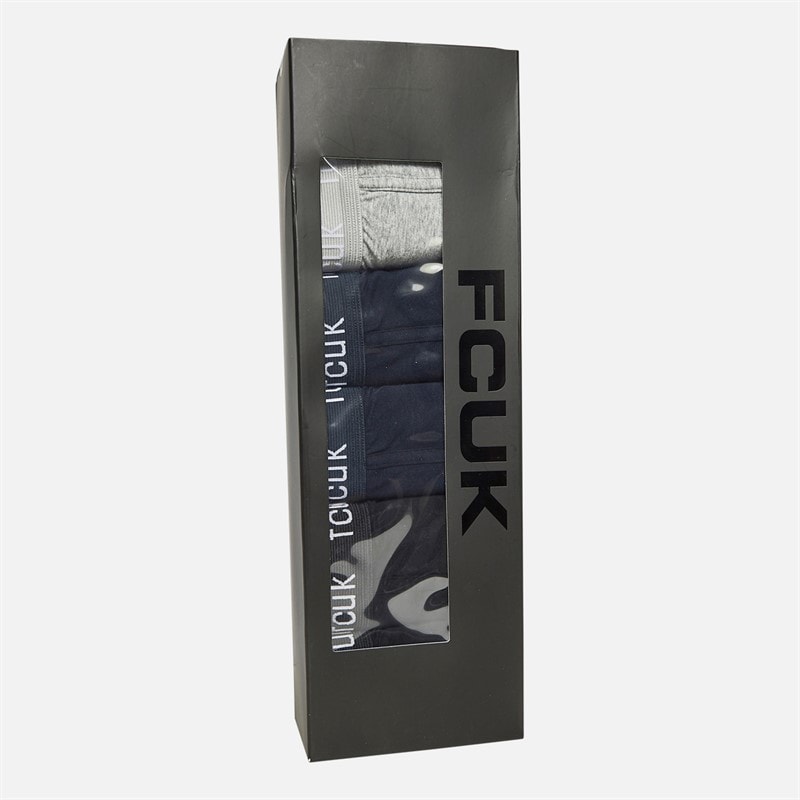 French Connection Herre Fem Pakke FCUK Lang Boxer Underbukser FCUK 80 Sort / Marine / Lys Grå Melange / Sort / Marine - Billede 2