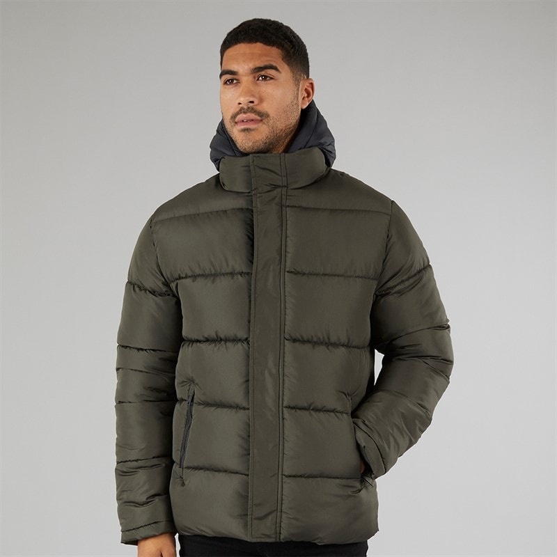 French Connection Herre Row Mid Fleece Jakke Khaki - Billede 5