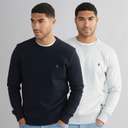 French Connection Herre FC Crew To Pak Sweatshirts Multi 3 - Marine / Lys Grå Marl