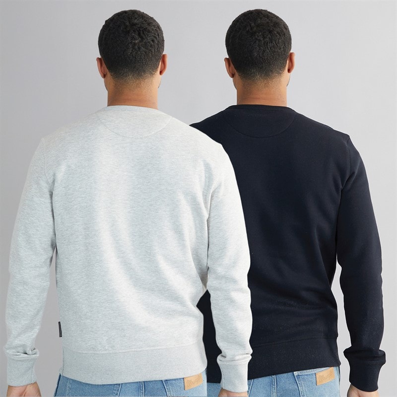French Connection Herre FC Crew To Pak Sweatshirts Multi 3 - Marine / Lys Grå Marl - Billede 2