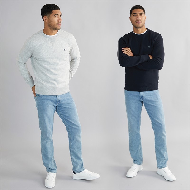 French Connection Herre FC Crew To Pak Sweatshirts Multi 3 - Marine / Lys Grå Marl - Billede 3
