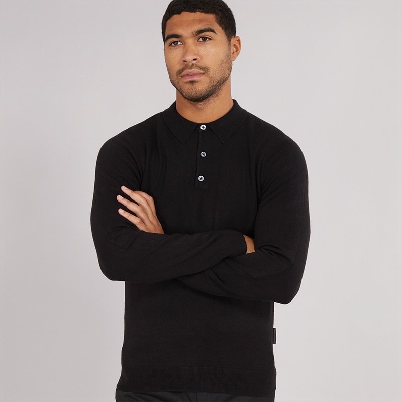 French Connection Herre Cash L/S Polo Shirt Sort