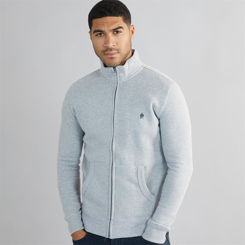 French Connection Herre FC Funnel Sweatshirt Lysegrå Mel / Marine - Billede 3