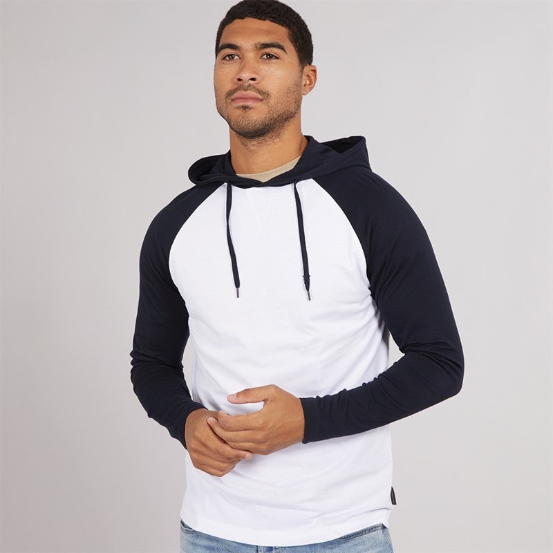 French Connection Herre Raglan Hættetrøje Hvid / Marine