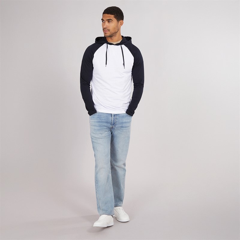 French Connection Herre Raglan Hættetrøje Hvid / Marine - Billede 3