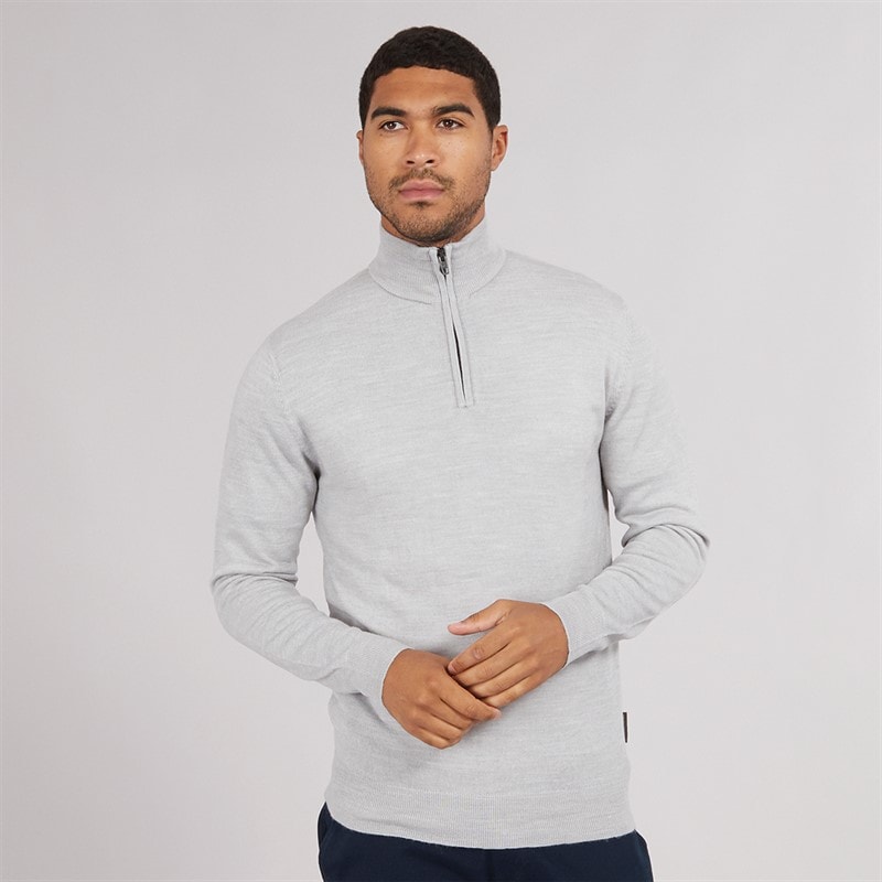 French Connection Herre Cash 1 / 2 Zip Jumper Lys Grå Mel