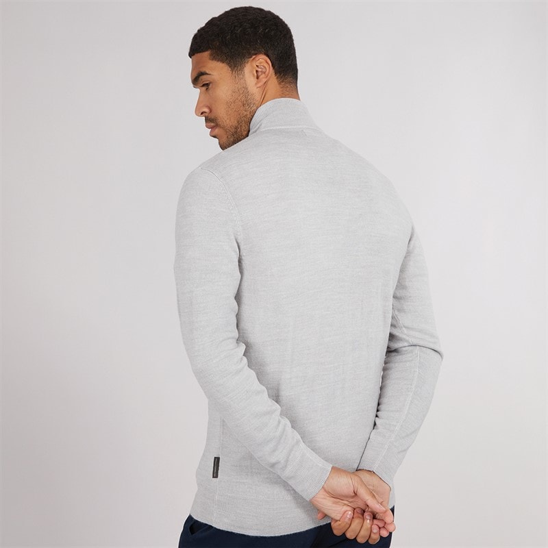 French Connection Herre Cash 1 / 2 Zip Jumper Lys Grå Mel - Billede 2