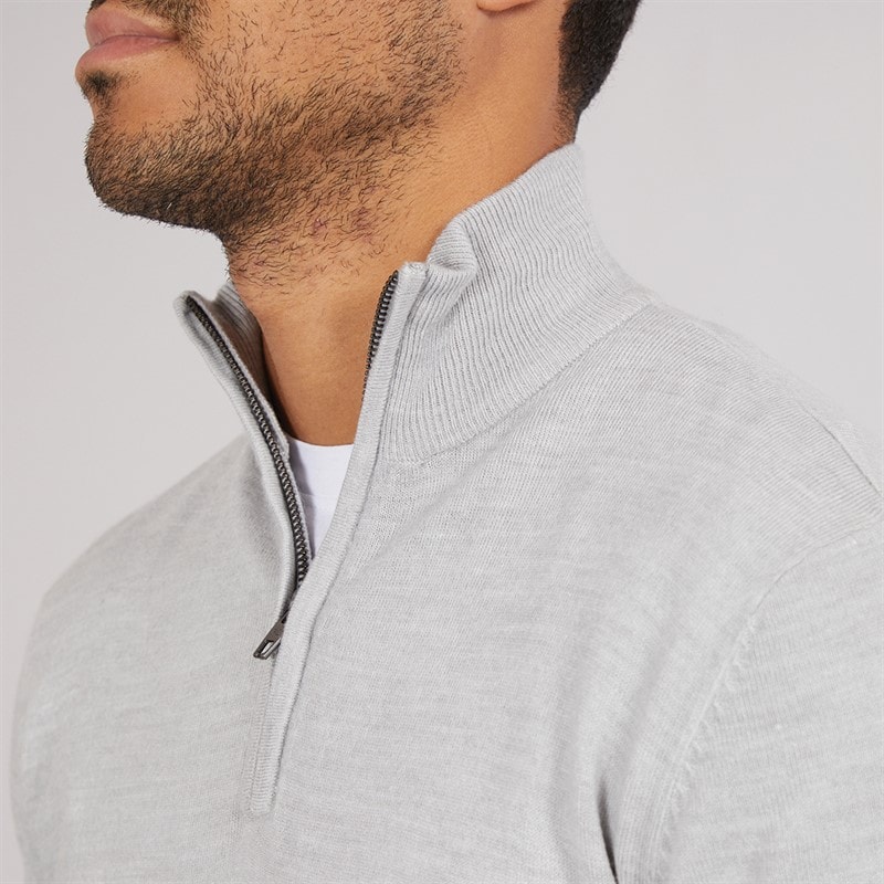 French Connection Herre Cash 1 / 2 Zip Jumper Lys Grå Mel - Billede 3
