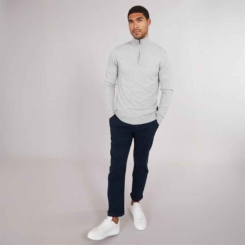 French Connection Herre Cash 1 / 2 Zip Jumper Lys Grå Mel - Billede 4