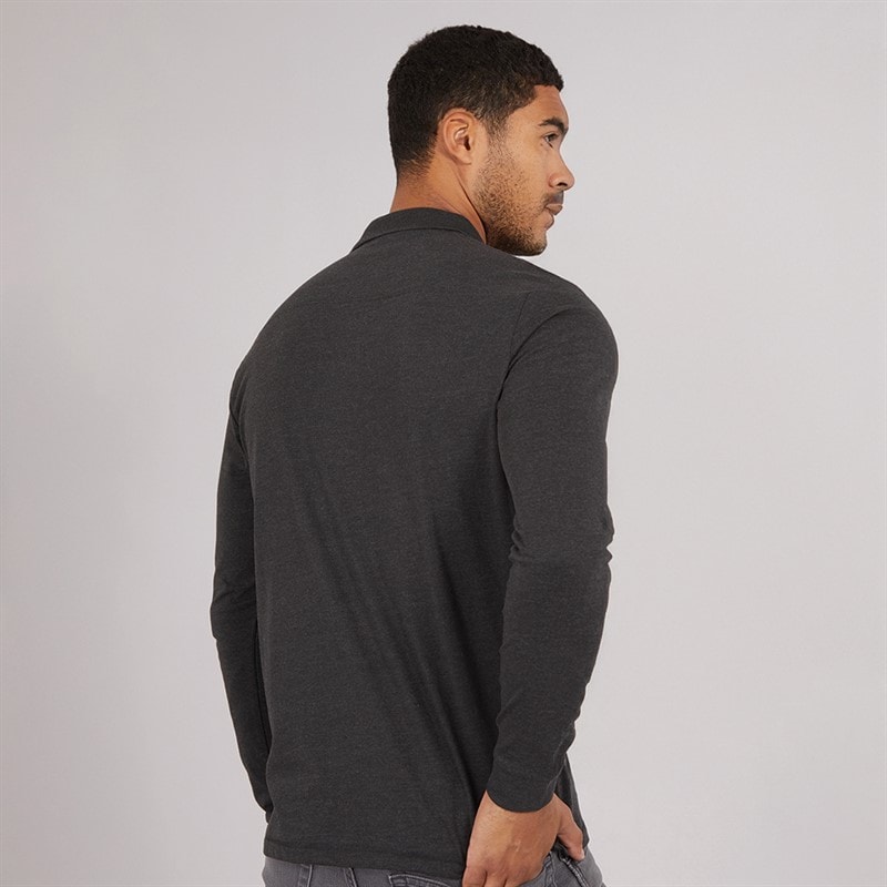 French Connection Herre L/S J Polo Skjorte Charcoal Mel/Sort - Billede 2