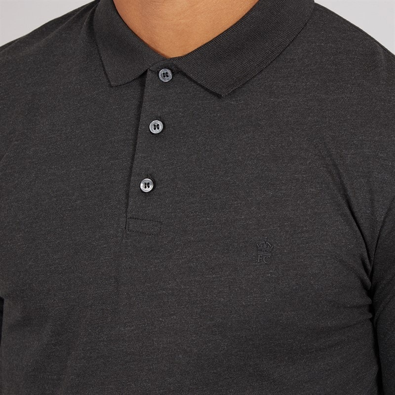 French Connection Herre L/S J Polo Skjorte Charcoal Mel/Sort - Billede 3