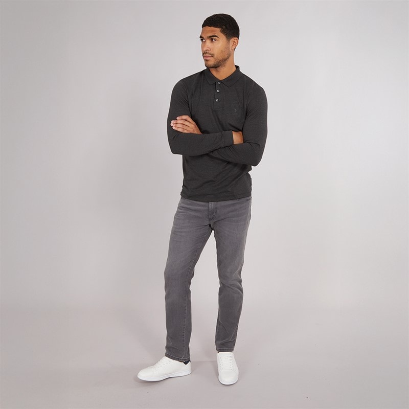 French Connection Herre L/S J Polo Skjorte Charcoal Mel/Sort - Billede 4