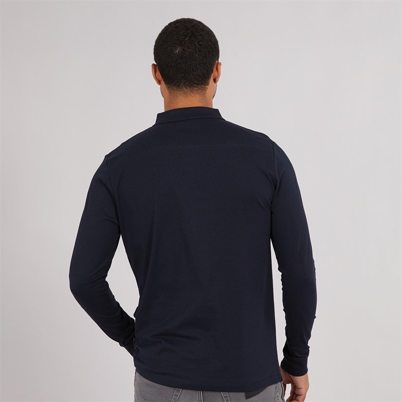 French Connection Herre L/S J Polo Skjorte Marine/Gunmetal - Billede 2