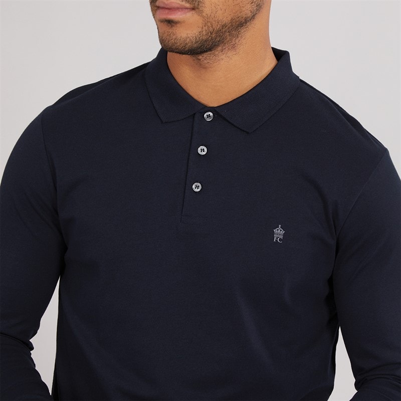 French Connection Herre L/S J Polo Skjorte Marine/Gunmetal - Billede 3