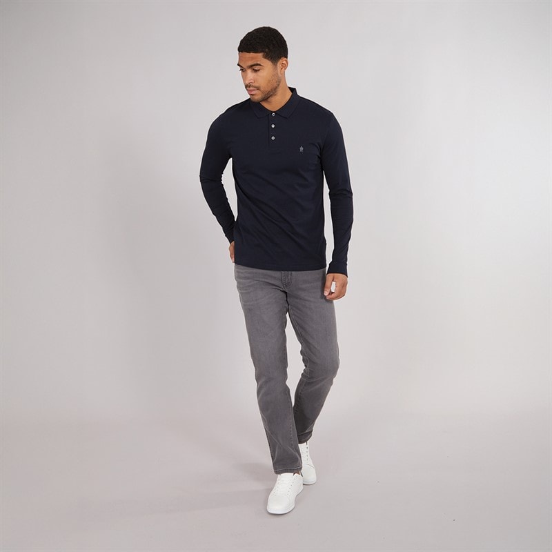 French Connection Herre L/S J Polo Skjorte Marine/Gunmetal - Billede 4