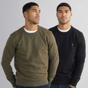 French Connection Herre FC Crew To Pak Sweatshirts Multi 2 - Sort / Khaki