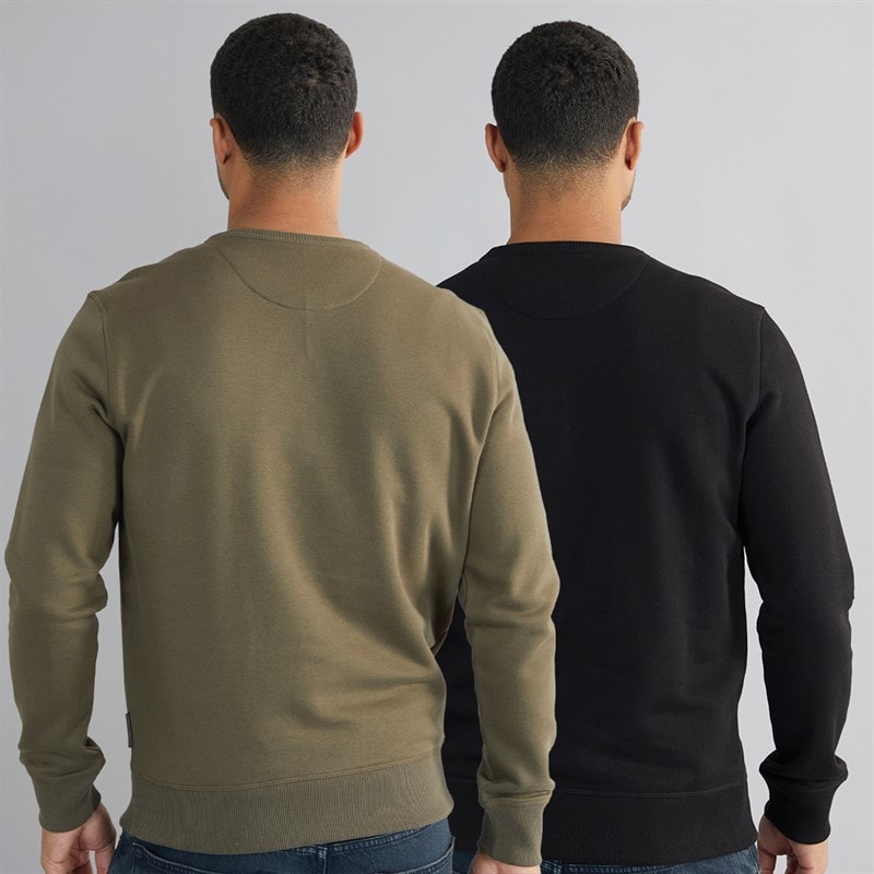 French Connection Herre FC Crew To Pak Sweatshirts Multi 2 - Sort / Khaki - Billede 2