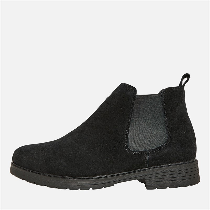 French Connection Herre FC Suede Chelsea Støvler med Knopper Sort Suede - Billede 1