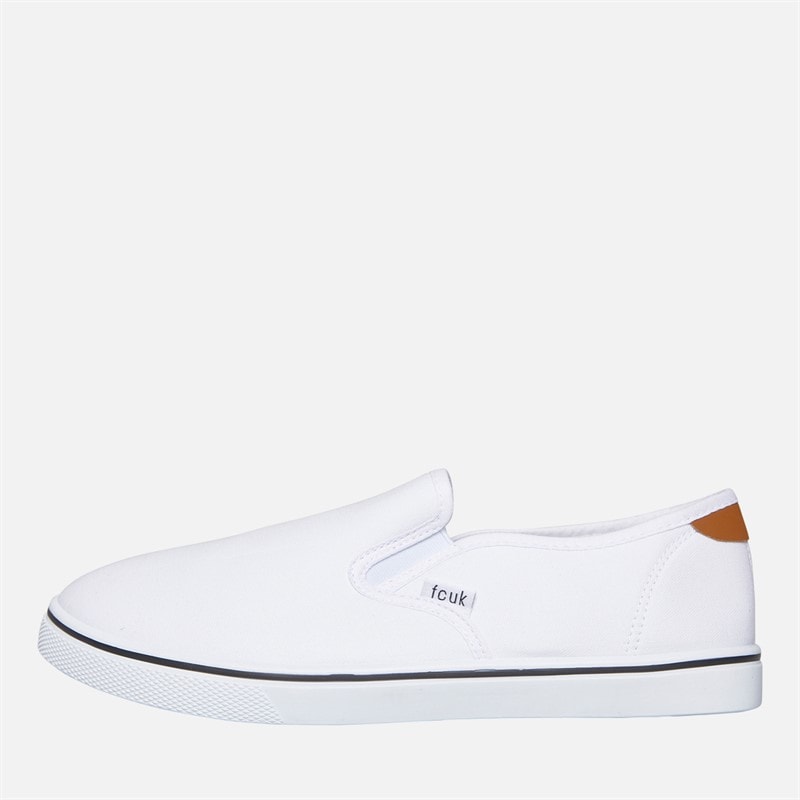 French Connection Herre FCUK Deck Slip On Lærred sko Hvid/Tan At Heel