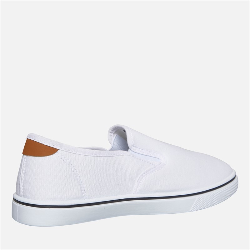 French Connection Herre FCUK Deck Slip On Lærred sko Hvid/Tan At Heel - Billede 5