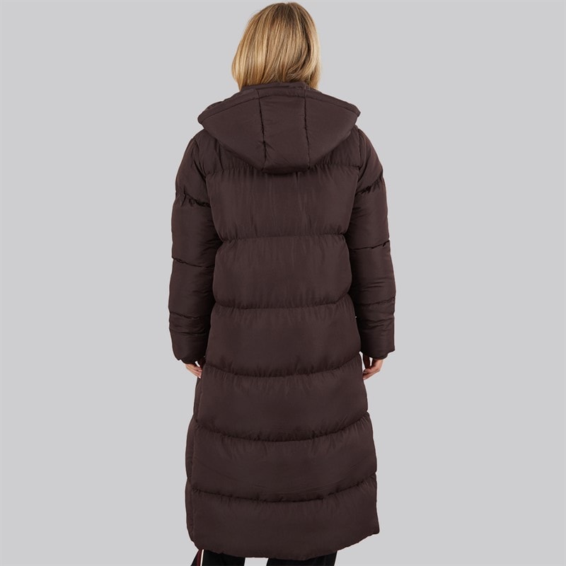 French Connection Dame Række Lang Puffer Frakke Chocolate - Billede 2