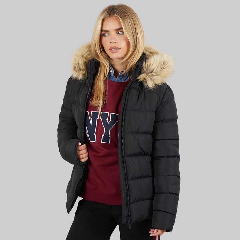 French Connection Dame Row Parka Kort Dunjakke Sort