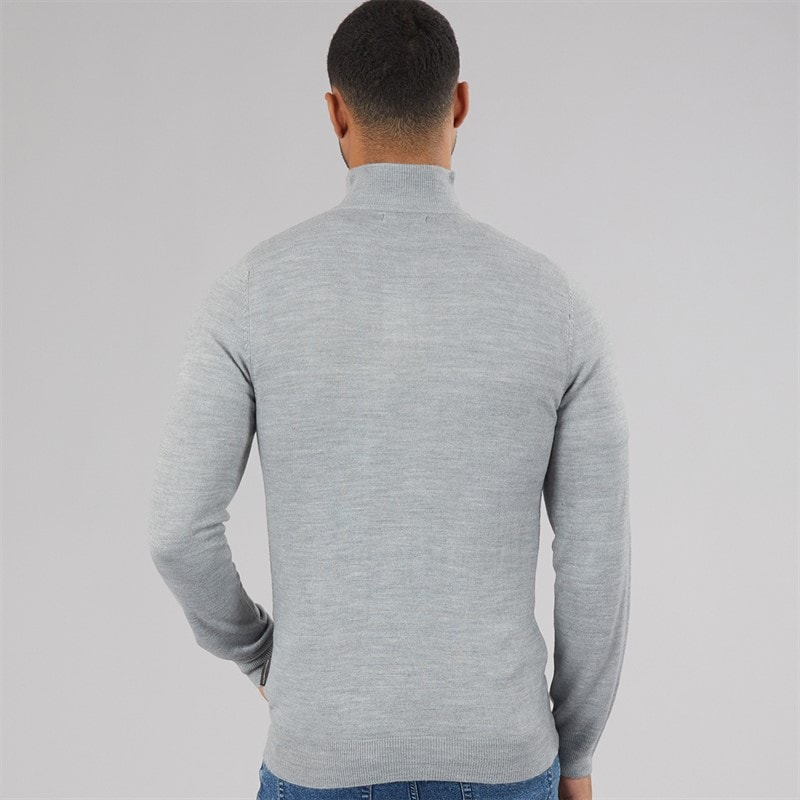 French Connection Herre Cash Halv Lynlås Sweater Light Grey Mel - Billede 2