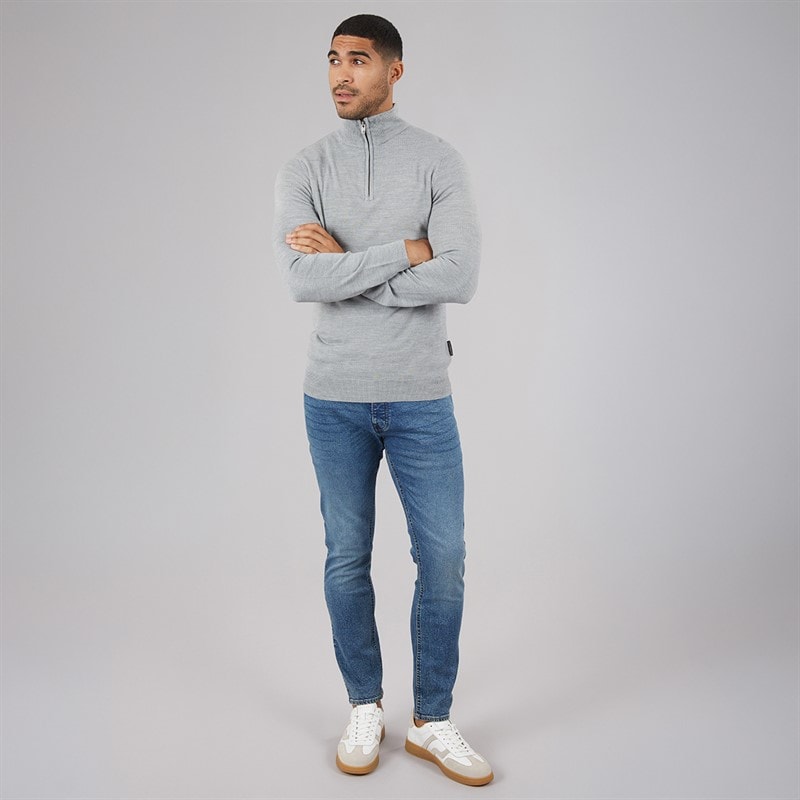 French Connection Herre Cash Halv Lynlås Sweater Light Grey Mel - Billede 3