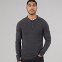 French Connection Herre Cash Langærmet Poloshirt sort Charcoal Mel