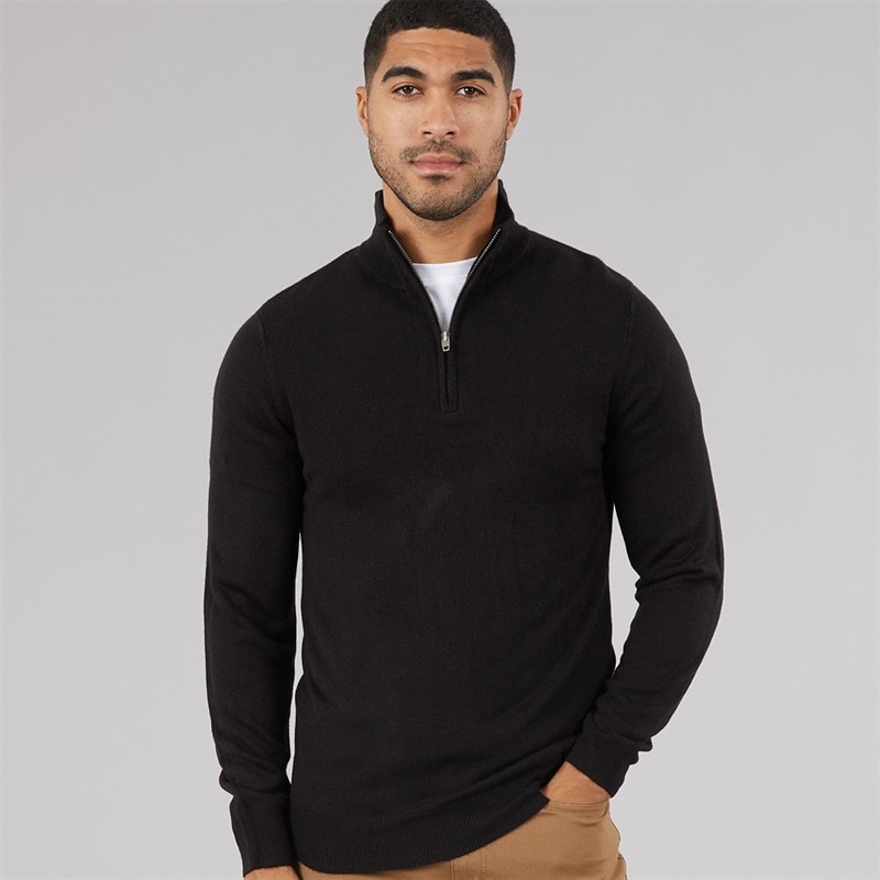 French Connection Herre Cash Halv Lynlås Sweater Sort - Billede 1