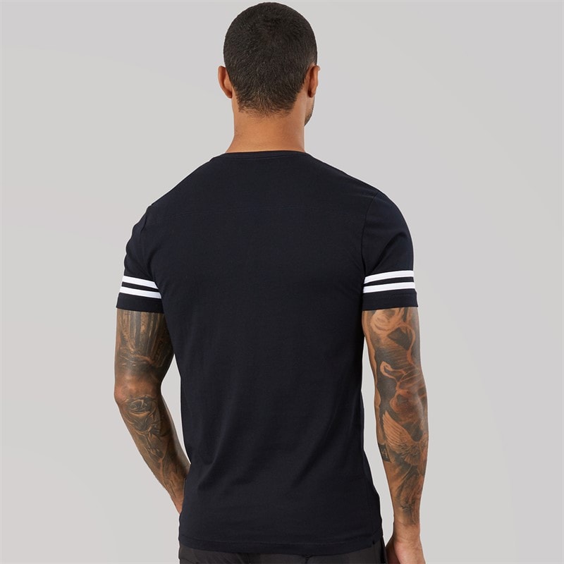 French Connection Herre Arm Striber T Shirt Marineblå/Hvid - Billede 2