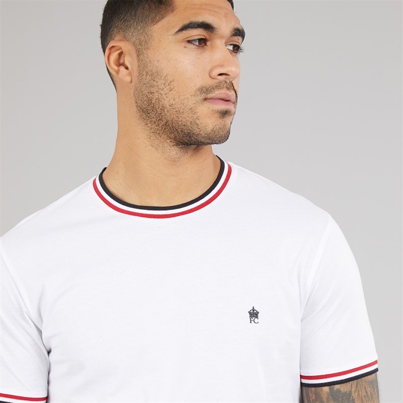 French Connection Herre 3 Farvet Ring T-shirt Hvid - Billede 3
