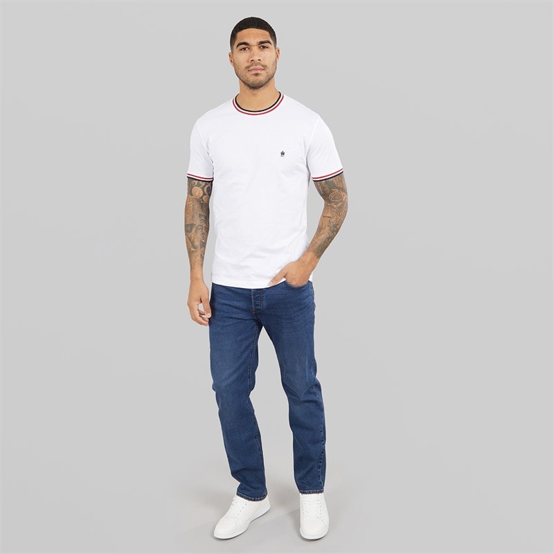 French Connection Herre 3 Farvet Ring T-shirt Hvid - Billede 4