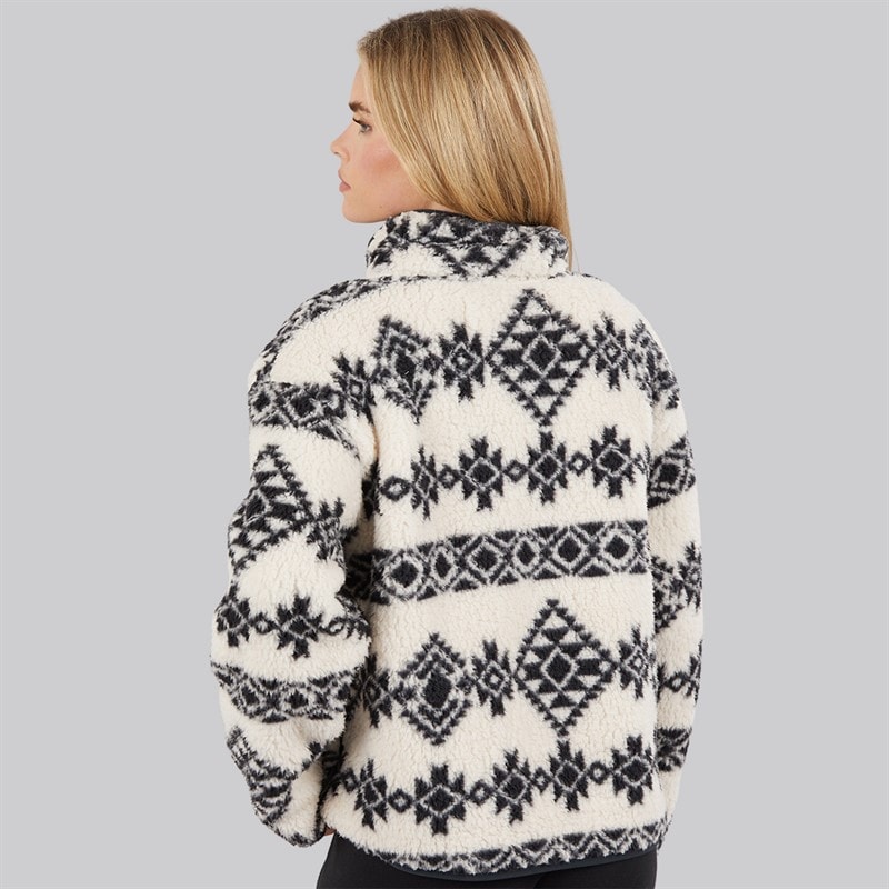 French Connection Dame Borg Aztec Lynlås Gennem Fleece Oatmeal/Sort - Billede 2