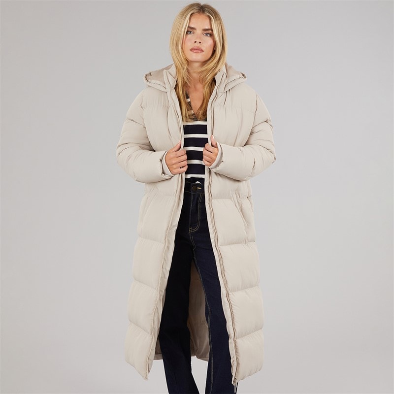 French Connection Dame Række Lang Puf Jakke Light Taupe - Billede 3