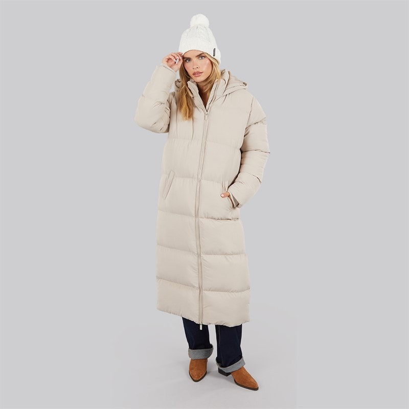 French Connection Dame Række Lang Puf Jakke Light Taupe - Billede 4