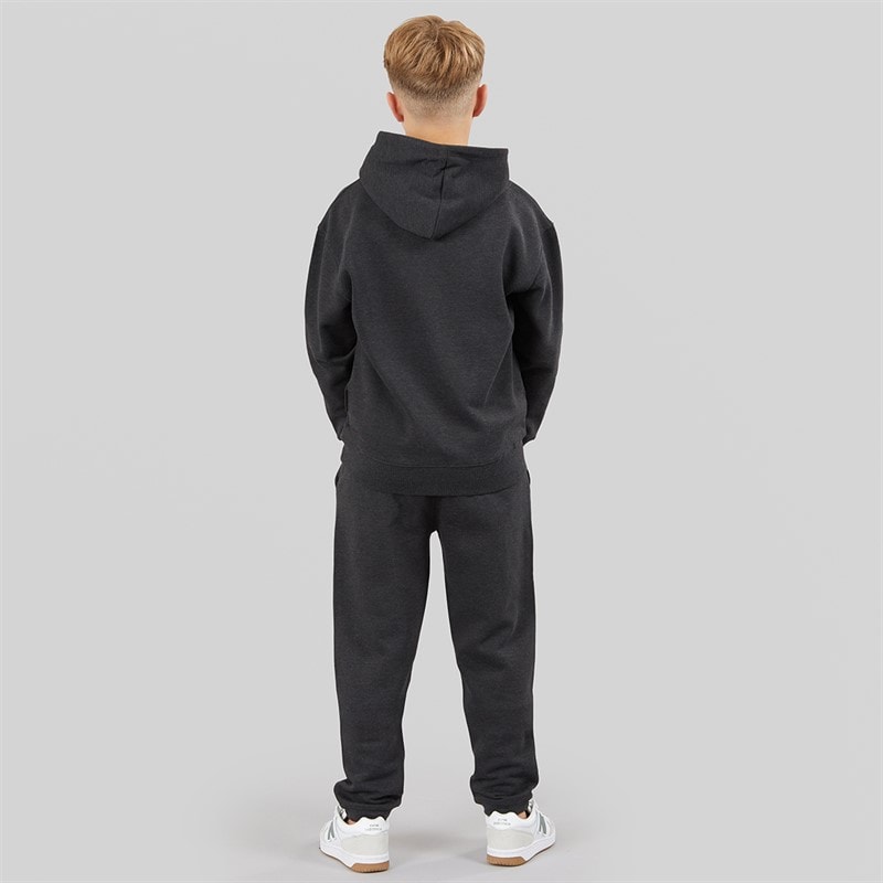 French Connection Drenge mærke overhead hættetrøje og joggingbukser træningssæt Charcoal Melange/Ecru/Burnt Orange - Billede 2