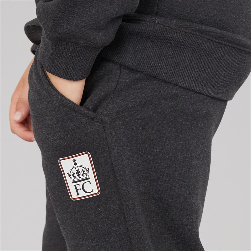 French Connection Drenge mærke overhead hættetrøje og joggingbukser træningssæt Charcoal Melange/Ecru/Burnt Orange - Billede 3