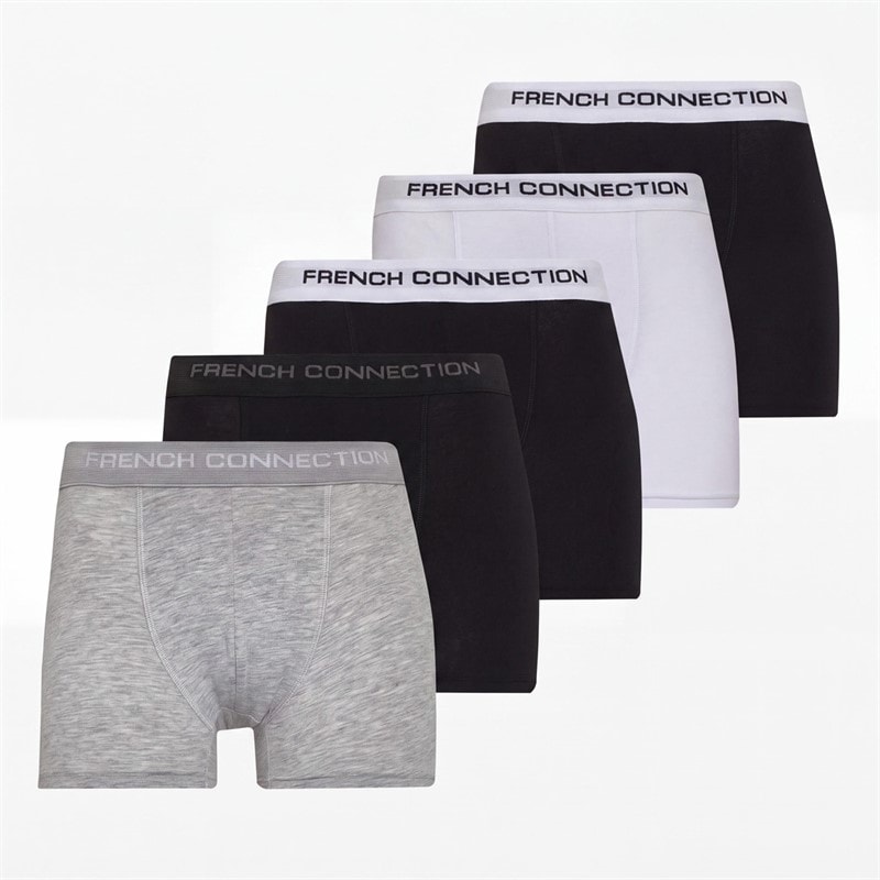 French Connection Drenge FC Fem Pak Boxers Fc5 Black/Sort/Sort/Light Grey Melange/Hvid