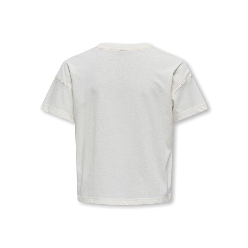 Only Piger Abelone Word Top Box T-Shirt Cloud Dancer Spirit - Billede 2