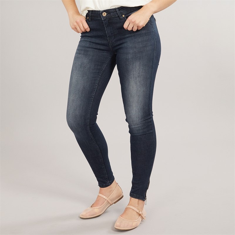 Only Dame Kendell Ankel Længde Slim Jeans Mørkeblå Denim - Billede 1