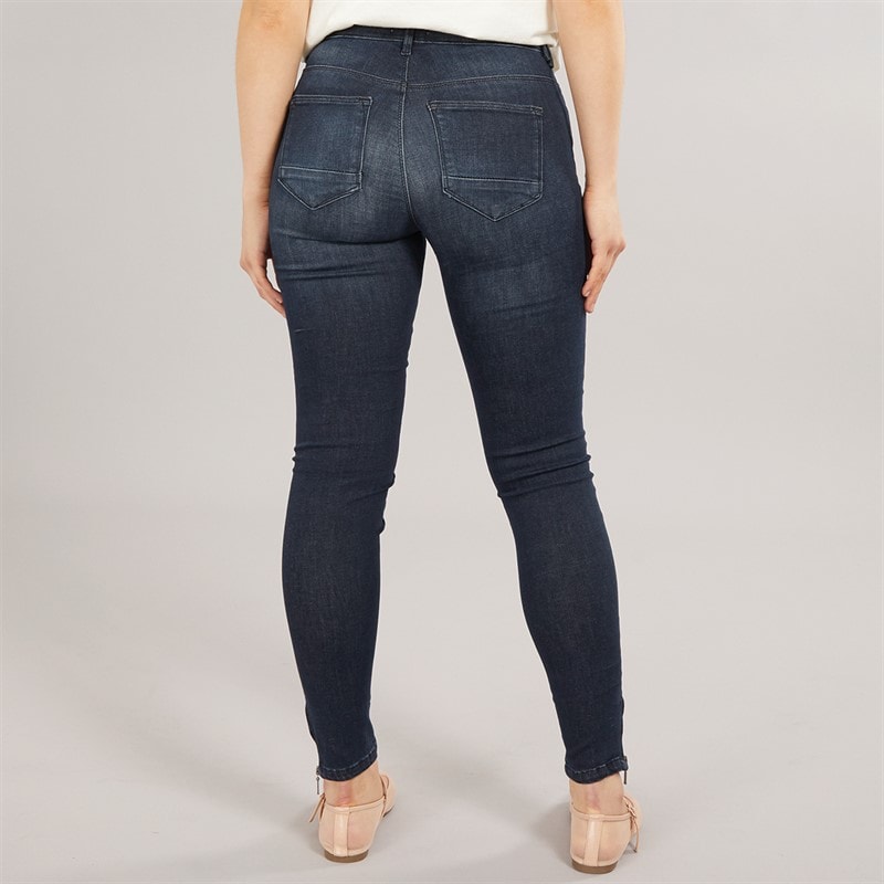 Only Dame Kendell Ankel Længde Slim Jeans Mørkeblå Denim - Billede 2